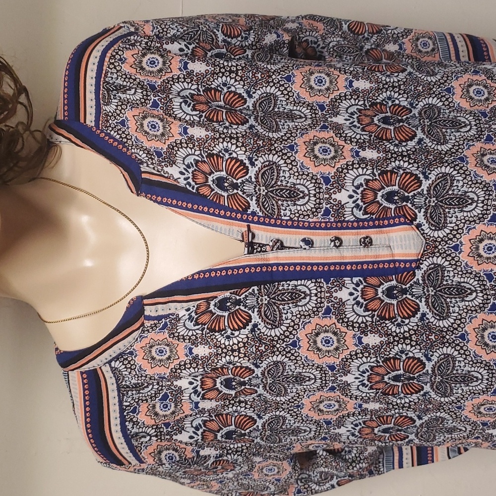 #0067- Umgee Tunic dress 
Paisley Paint Floral
 Sz Large